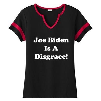 Joe Biden Is A Disgrace Ladies Halftime Notch Neck Tee