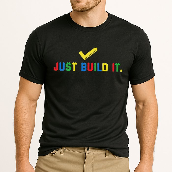 Just Build It Master Builder Building Block Cooling Performance Crew T-Shirt