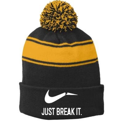 Just Break It Stripe Pom Pom Beanie