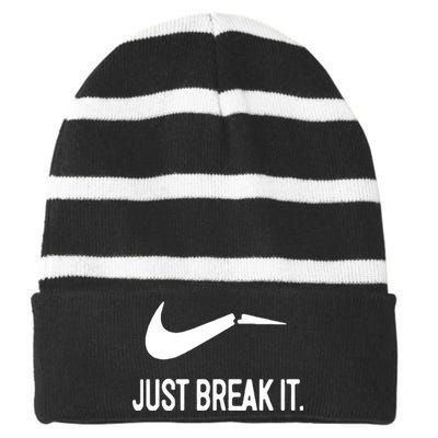 Just Break It Striped Beanie with Solid Band