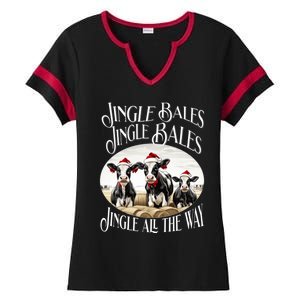 Jingle Bales Jingle Bales Jingle All The Way Christmas Cow Great Gift Ladies Halftime Notch Neck Tee