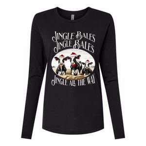 Jingle Bales Jingle Bales Jingle All The Way Christmas Cow Great Gift Womens Cotton Relaxed Long Sleeve T-Shirt