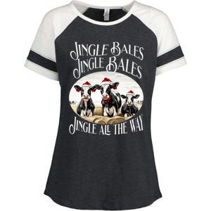 Jingle Bales Jingle Bales Jingle All The Way Christmas Cow Great Gift Enza Ladies Jersey Colorblock Tee