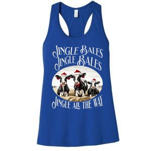 Jingle Bales Jingle Bales Jingle All The Way Christmas Cow Great Gift Women's Racerback Tank