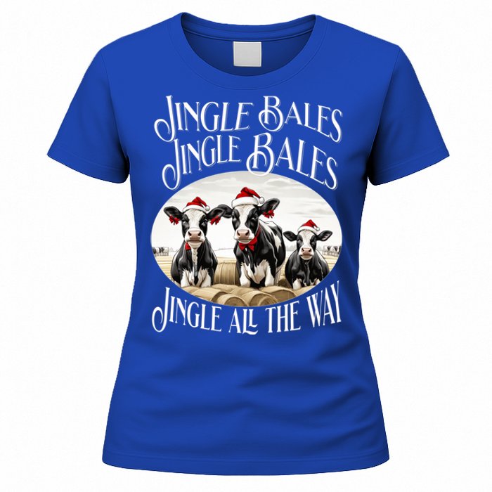 Jingle Bales Jingle Bales Jingle All The Way Christmas Cow Great Gift Women's T-Shirt