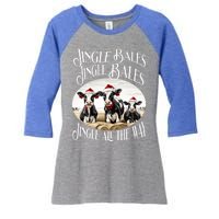 Jingle Bales Jingle Bales Jingle All The Way Christmas Cow Great Gift Women's Tri-Blend 3/4-Sleeve Raglan Shirt