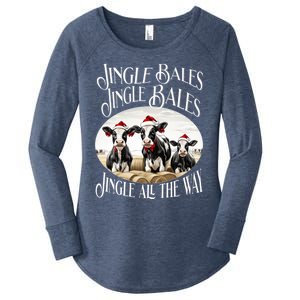 Jingle Bales Jingle Bales Jingle All The Way Christmas Cow Great Gift Women's Perfect Tri Tunic Long Sleeve Shirt