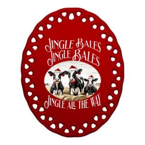 Jingle Bales Jingle Bales Jingle All The Way Christmas Cow Great Gift Ceramic Oval Ornament