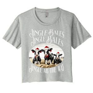 Jingle Bales Jingle Bales Jingle All The Way Christmas Cow Great Gift Women's Crop Top Tee