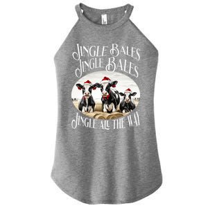 Jingle Bales Jingle Bales Jingle All The Way Christmas Cow Great Gift Women's Perfect Tri Rocker Tank