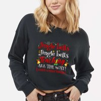 Jingle Bells Jingle Bells Teaching All The Way Xmas Teacher Cropped Pullover Crew