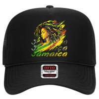 Jamaican Black Jamaica Flag Hair Women High Crown Mesh Back Trucker Hat