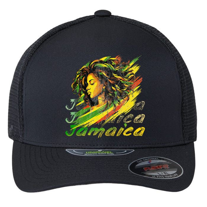 Jamaican Black Jamaica Flag Hair Women Flexfit Unipanel Trucker Cap