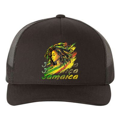 Jamaican Black Jamaica Flag Hair Women Yupoong Adult 5-Panel Trucker Hat