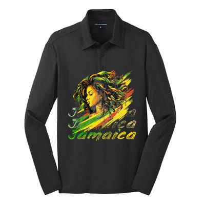 Jamaican Black Jamaica Flag Hair Women Silk Touch Performance Long Sleeve Polo