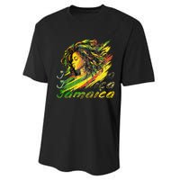 Jamaican Black Jamaica Flag Hair Women Performance Sprint T-Shirt