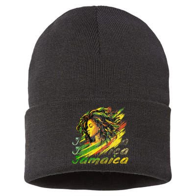 Jamaican Black Jamaica Flag Hair Women Sustainable Knit Beanie