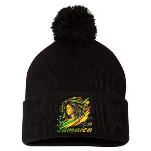 Jamaican Black Jamaica Flag Hair Women Pom Pom 12in Knit Beanie