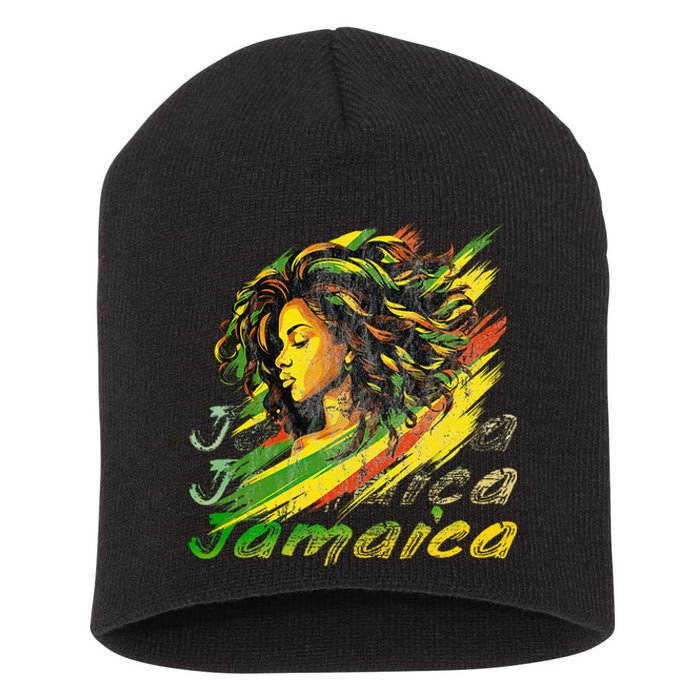 Jamaican Black Jamaica Flag Hair Women Short Acrylic Beanie