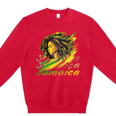 Jamaican Black Jamaica Flag Hair Women Premium Crewneck Sweatshirt