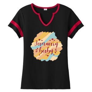 January Baby Ladies Halftime Notch Neck Tee