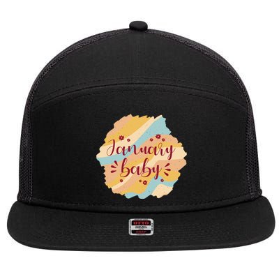 January Baby 7 Panel Mesh Trucker Snapback Hat