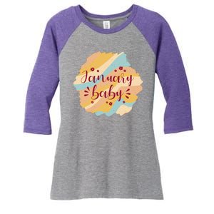 January Baby Women's Tri-Blend 3/4-Sleeve Raglan Shirt