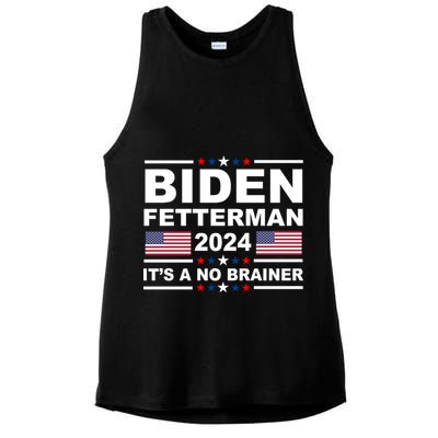 Joe Biden John Fetterman 2024 It's A No Brainer Funny Ladies PosiCharge Tri-Blend Wicking Tank