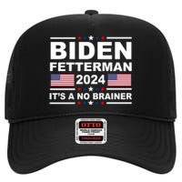 Joe Biden John Fetterman 2024 It's A No Brainer Funny High Crown Mesh Back Trucker Hat