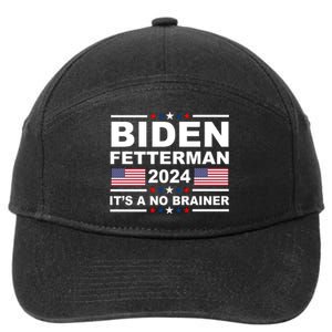 Joe Biden John Fetterman 2024 It's A No Brainer Funny 7-Panel Snapback Hat