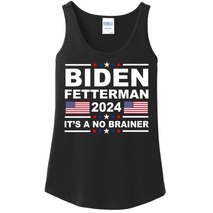 Joe Biden John Fetterman 2024 It's A No Brainer Funny Ladies Essential Tank