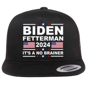 Joe Biden John Fetterman 2024 It's A No Brainer Funny Flat Bill Trucker Hat