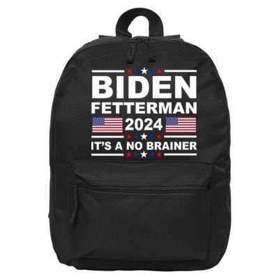 Joe Biden John Fetterman 2024 It's A No Brainer Funny 16 in Basic Backpack