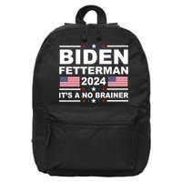 Joe Biden John Fetterman 2024 It's A No Brainer Funny 16 in Basic Backpack