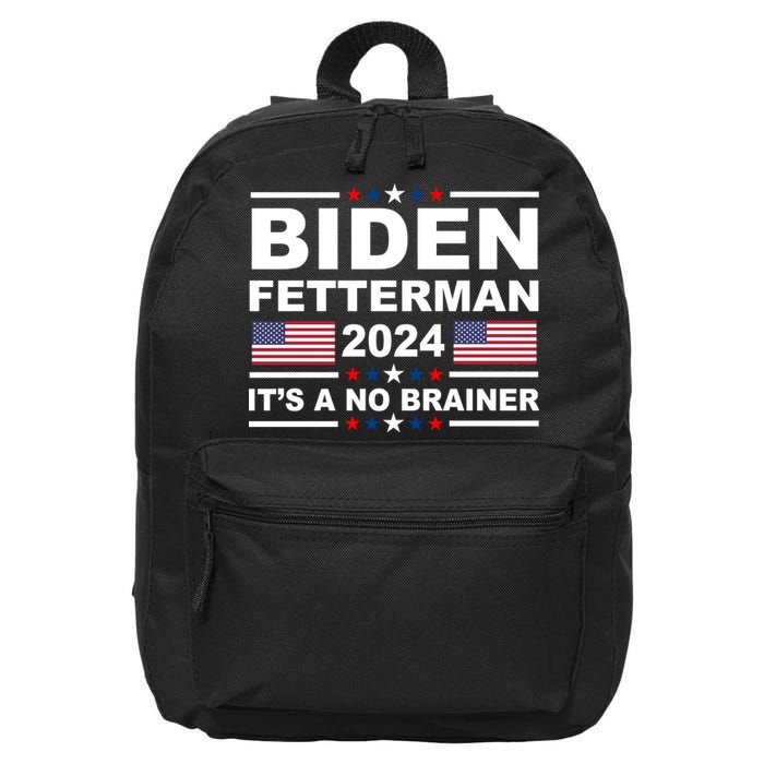 Joe Biden John Fetterman 2024 It's A No Brainer Funny 16 in Basic Backpack