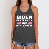 Joe Biden John Fetterman 2024 It's A No Brainer Funny Women's Knotted Racerback Tank