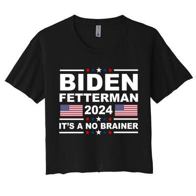 Joe Biden John Fetterman 2024 It's A No Brainer Funny Crop Top