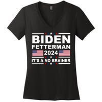 Joe Biden John Fetterman 2024 It's A No Brainer Funny Women's V-Neck T-Shirt