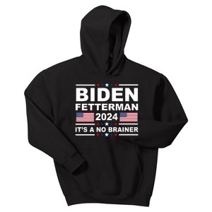 Joe Biden John Fetterman 2024 It's A No Brainer Funny Kids Hoodie