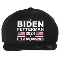 Joe Biden John Fetterman 2024 It's A No Brainer Funny Wool Snapback Cap