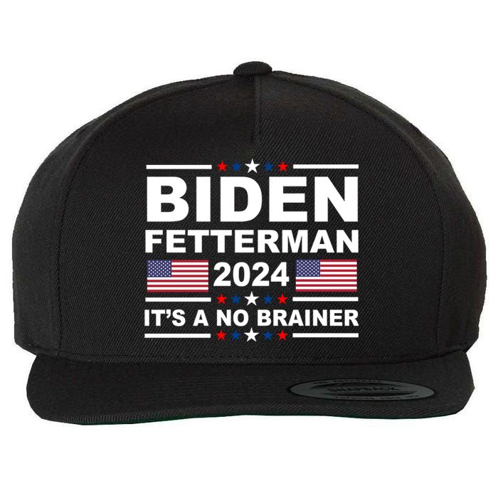 Joe Biden John Fetterman 2024 It's A No Brainer Funny Wool Snapback Cap