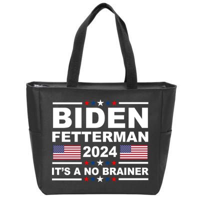 Joe Biden John Fetterman 2024 It's A No Brainer Funny Zip Tote Bag