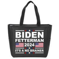 Joe Biden John Fetterman 2024 It's A No Brainer Funny Zip Tote Bag