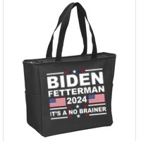 Joe Biden John Fetterman 2024 It's A No Brainer Funny Zip Tote Bag