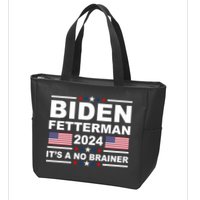 Joe Biden John Fetterman 2024 It's A No Brainer Funny Zip Tote Bag