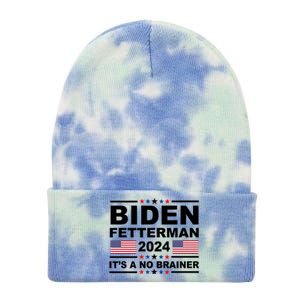 Joe Biden John Fetterman 2024 It's A No Brainer Funny Tie Dye 12in Knit Beanie