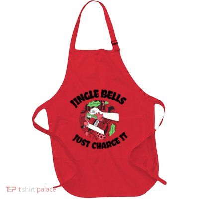 Jingle Bells Just Charge It Christmas Full-Length Apron With Pockets