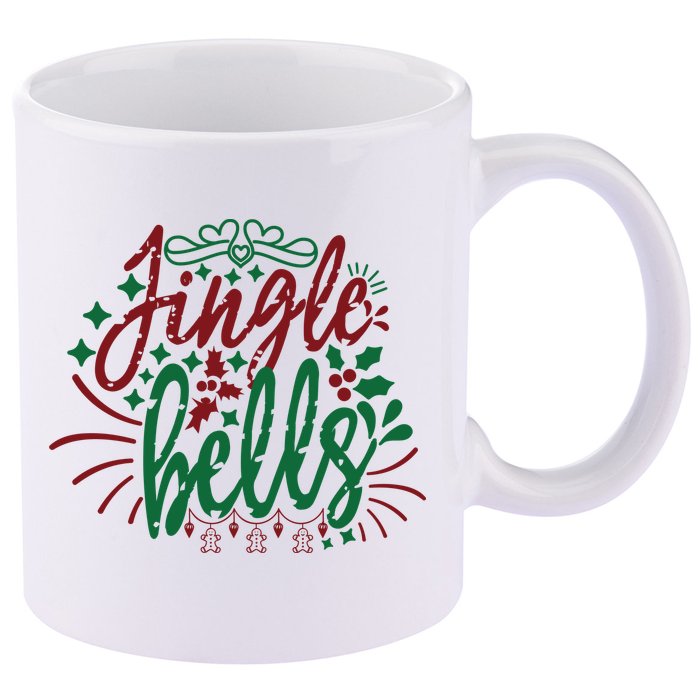 Jingle Bells 11oz C Handle Ceramic Mug