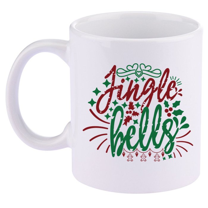 Jingle Bells 11oz C Handle Ceramic Mug