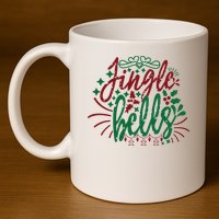 Jingle Bells 11oz C Handle Ceramic Mug